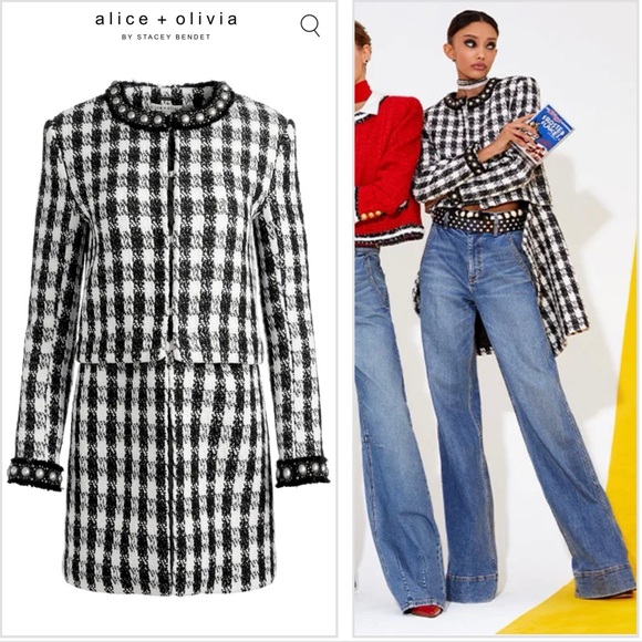 Alice and Olivia “DEON TWO-FER TWEED JACKET” - Picture 2 of 8